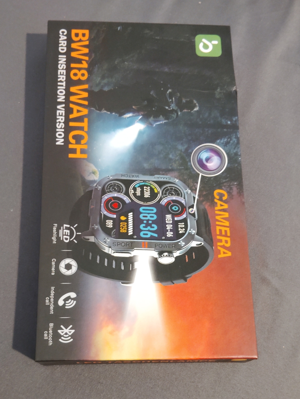BW18 Smart Watch - Black and Orange Packaging